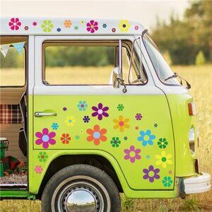 12 Sheets Flower Car Decals Daisy Stickers Flower Car Sticker Self